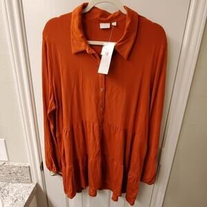 NEW Directions super soft orange peplum top plus size 2X‎